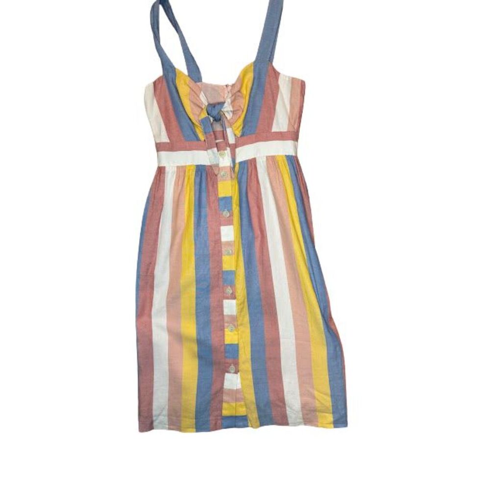 madewell striped dress cutouts  size 0 sleeveless tie euc